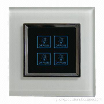 4-gang Intelligent Scene Touch Switch, 4 Scenes/Suit for Z-wave/Crystal Tempered Glass/LED Backlight